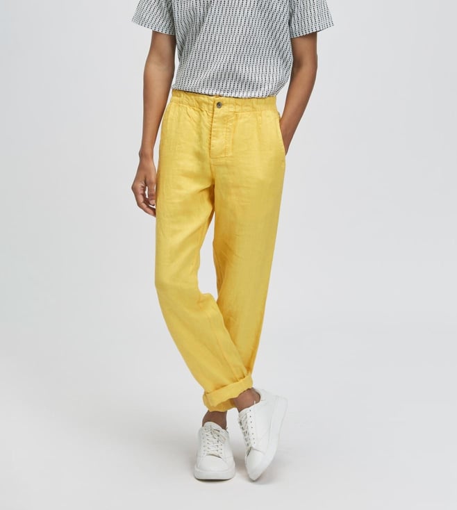 INDIAN TERRAIN Slim Fit Men Yellow Trousers  Buy INDIAN TERRAIN Slim Fit Men  Yellow Trousers Online at Best Prices in India  Flipkartcom