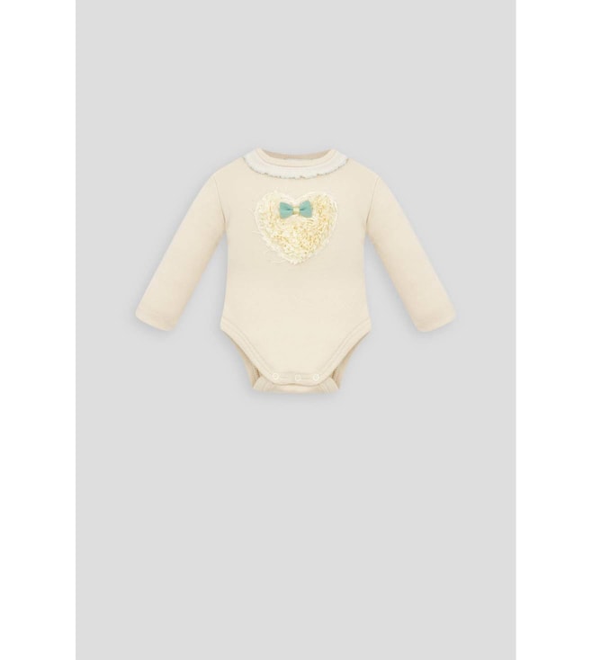 Choupette Kids Cream Applique Relaxed Fit Baby Bodysuit