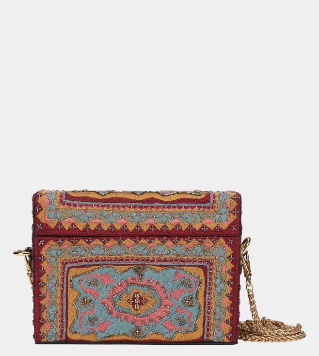 The Leather Garden Balsam Embroidered Box Bag