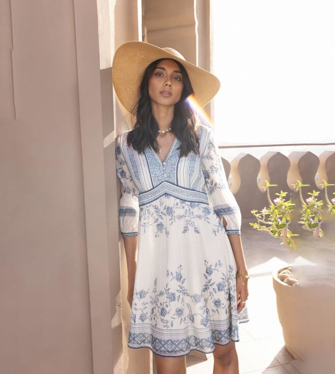 anita dongre blue dress Polo 3/4 Sleeve Dress