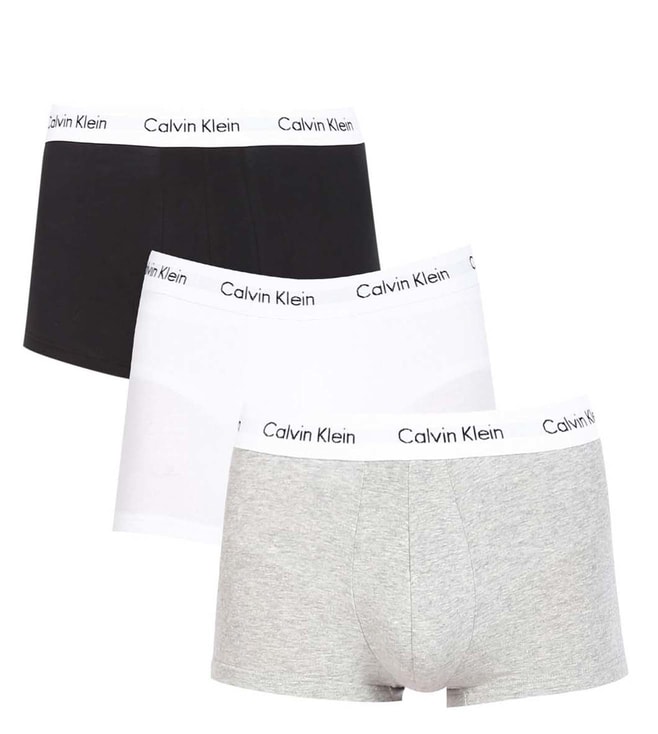 Buy Calvin Klein Underwear White, Black & Grey Classic Fit Trunks for Men  Online @ Tata CLiQ Luxury