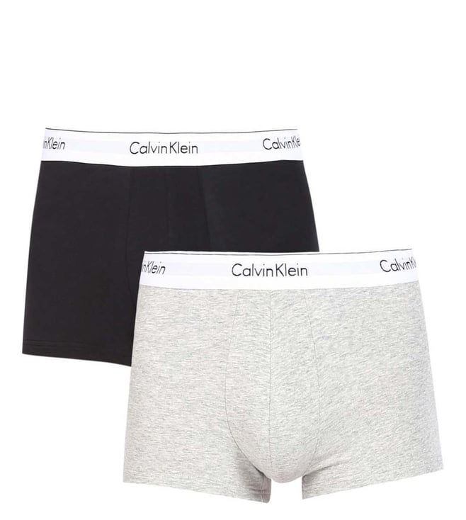 Buy Calvin Klein Underwear Grey & Black Logo Classic Fit Trunks