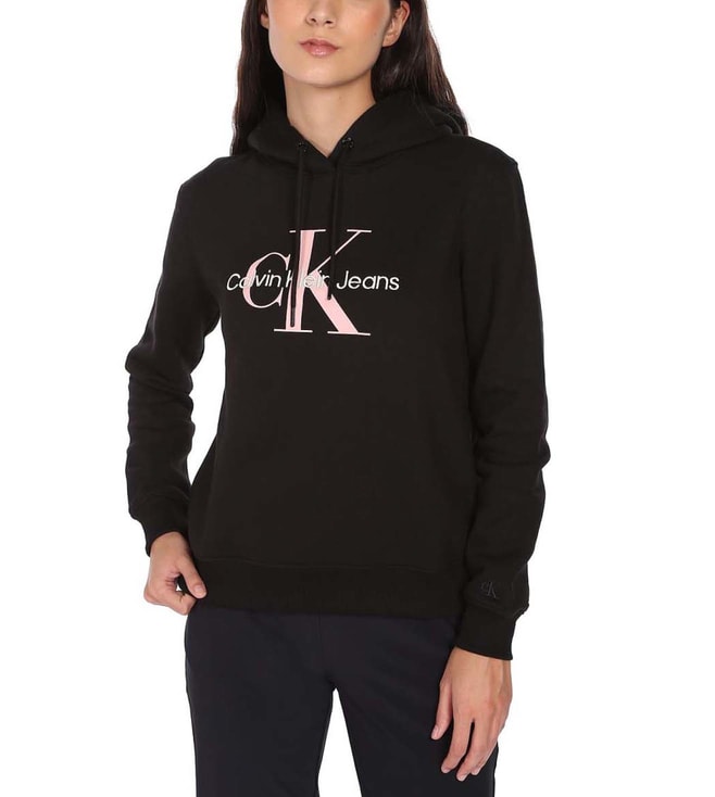 Buy Calvin Klein Jeans Black Logo Regular Fit Hoodies for Women Online @  Tata CLiQ Luxury
