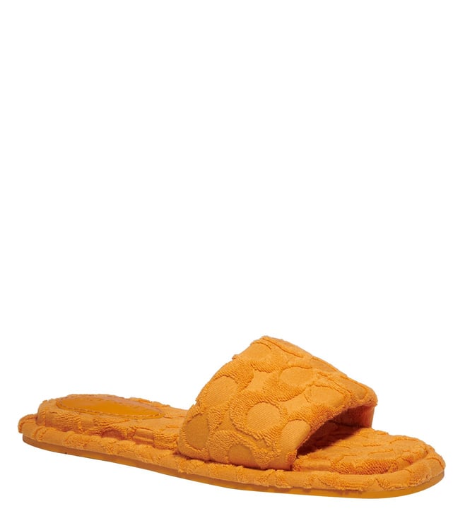 Buy Coach Papaya BRIDGETT Signature Logo Slide Sandals for Women Online @  Tata CLiQ Luxury