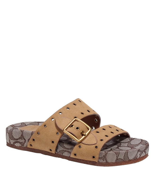 Buy Coach Peanut & Oak ALLY Logo Slide Sandals for Women Online @ Tata CLiQ  Luxury