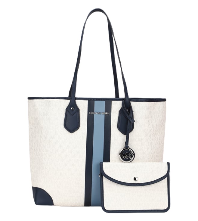 Buy MICHAEL Michael Kors White Eva Logo Stripe Medium Tote for Women Online  @ Tata CLiQ Luxury