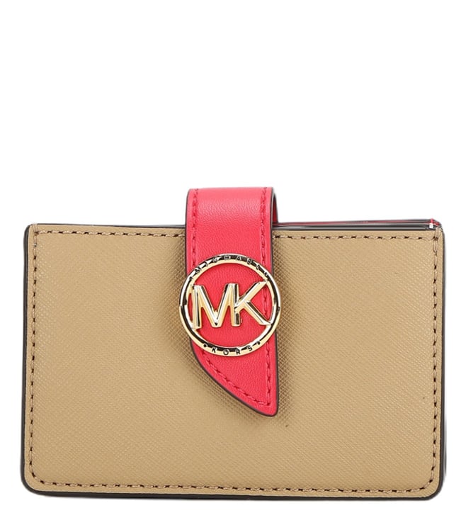 Buy MICHAEL Michael Kors Beige & Pink Logo Medium Card Holder for Women  Online @ Tata CLiQ Luxury