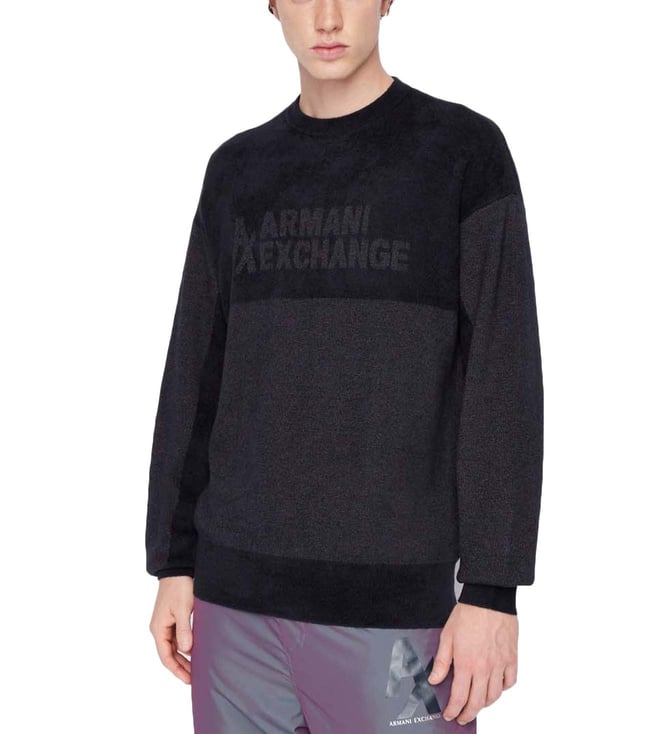 Buy Armani Exchange Navy Logo Regular Fit Sweater for Men Online @ Tata  CLiQ Luxury