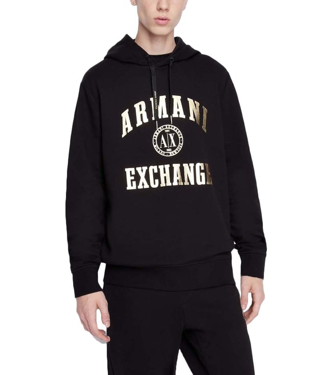 Buy Armani Exchange Black Logo Regular Fit Hoodie for Men Online @ Tata  CLiQ Luxury
