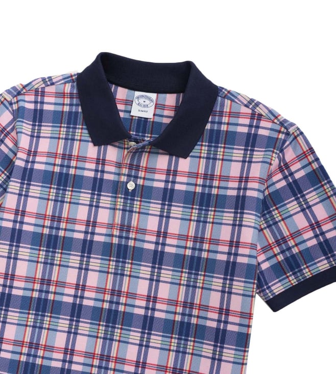Buy Brooks Brothers Open Pink Printed Slim Fit Polo TShirt for Men