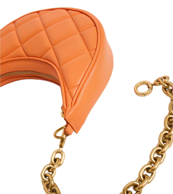 Buy Charles & Keith Orange ChainHandle Small Crescent Bag for Women
