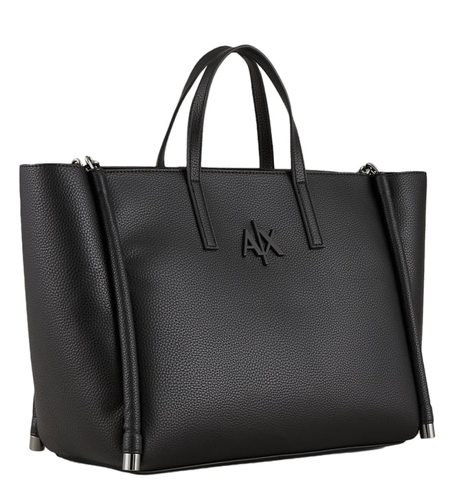 Buy Armani Exchange Black Metal Logo Tote for Women Online Tata CLiQ