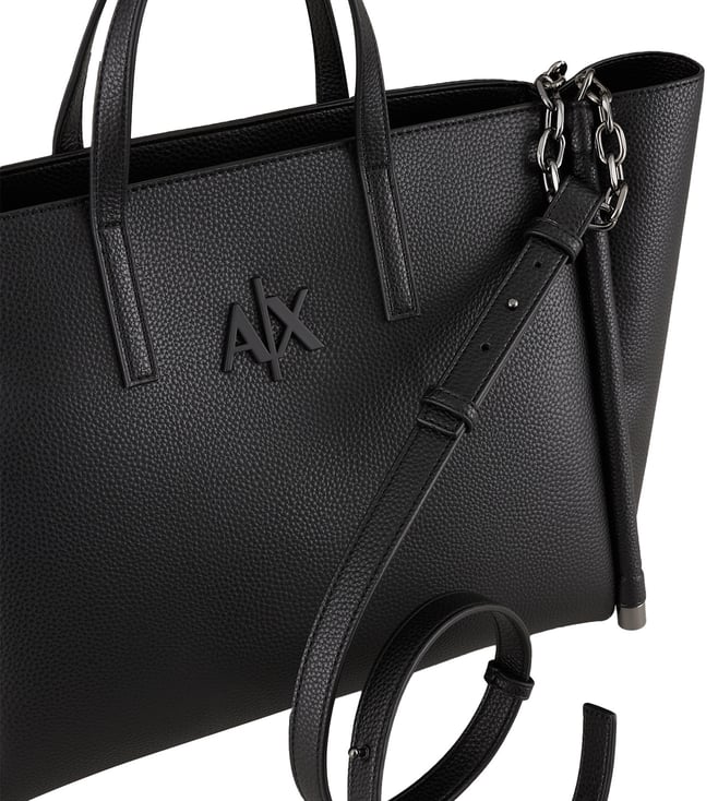Buy Armani Exchange Black Metal Logo Tote for Women Online Tata CLiQ