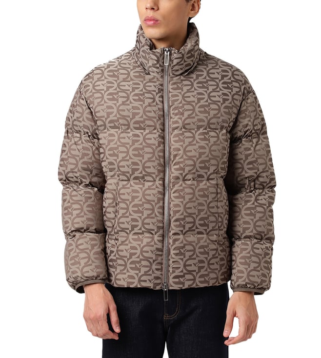 Buy Emporio Armani Beige Future Recreate Logo Zipper Casual Jacket for Men  Online @ Tata CLiQ Luxury