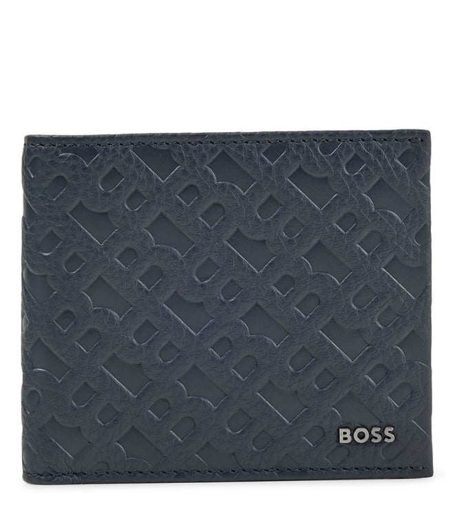 BOSS - Monogram-embossed billfold wallet in grained leather