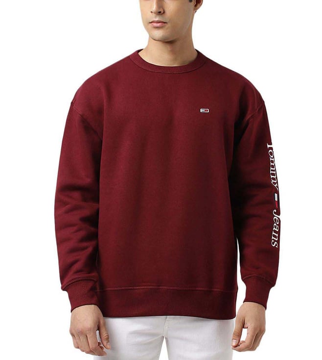 Tommy jeans burgundy discount sweatshirt