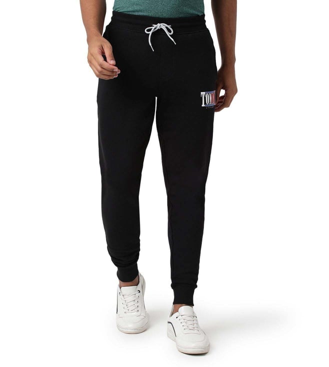 Buy Tommy Jeans Black Logo Slim Fit Joggers for Men Online Tata