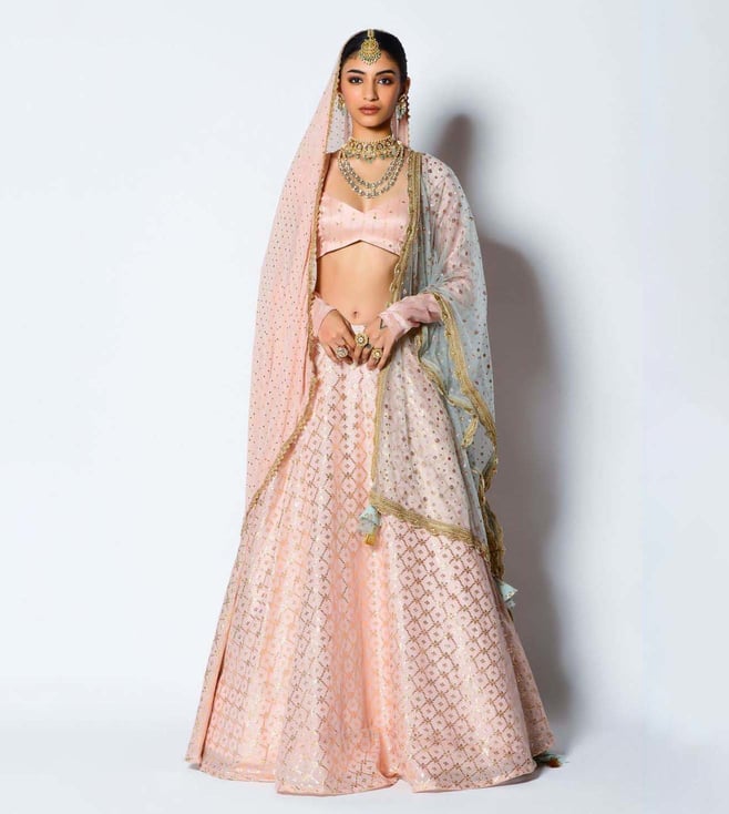 Buy White Silk Lehenga With Peach Dupatta Indian Designer Ready to Wear  Lehenga Choli for Women or Girls Crop Top Skirt Wedding Lehengas Online in  India - Etsy