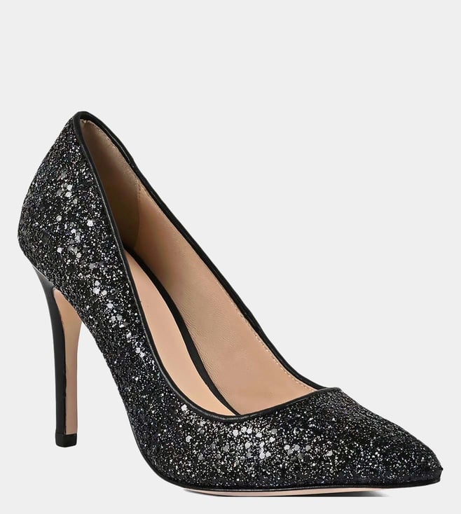Brinley Co. Women's Faux Suede Mesh Glitter Almond Toe Heels - Walmart.com