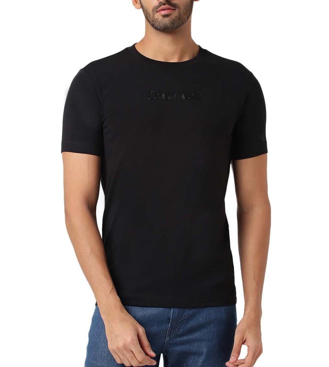 Buy Calvin Klein Jeans Black Logo Slim Fit T-Shirt for Men Online @ Tata  CLiQ Luxury