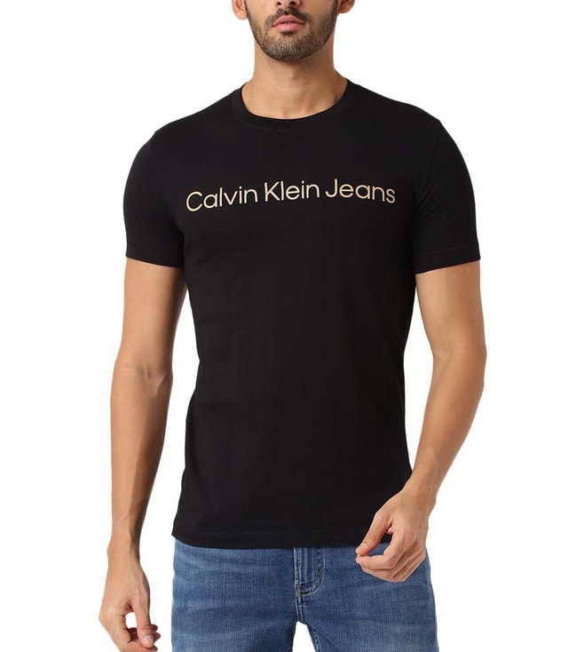 Buy Calvin Klein Jeans Black Logo Slim Fit T-Shirt for Men Online @ Tata  CLiQ Luxury