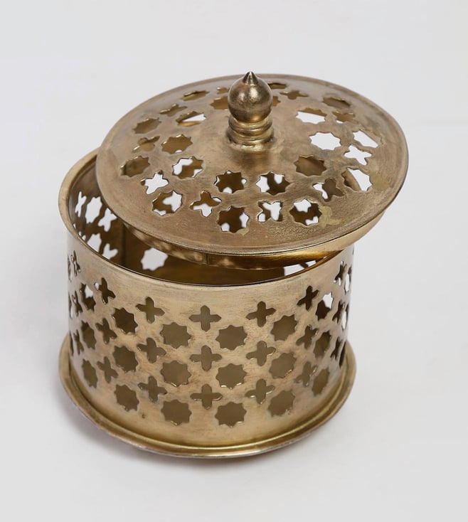 Buy FABINDIA Antique Brass Yug Cutwork Utility Box Online @ Tata CLiQ ...