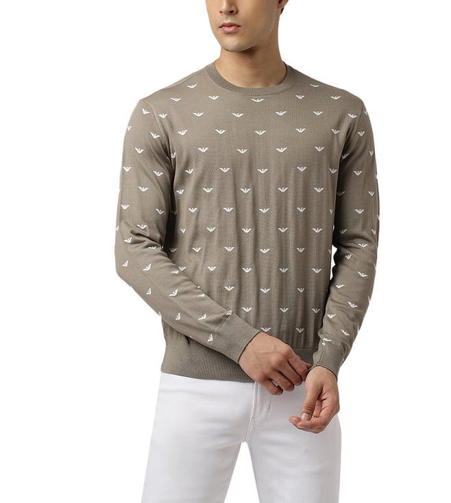 Buy Emporio Armani Beige Mania Regular Fit Sweater for Men Online @ Tata  CLiQ Luxury
