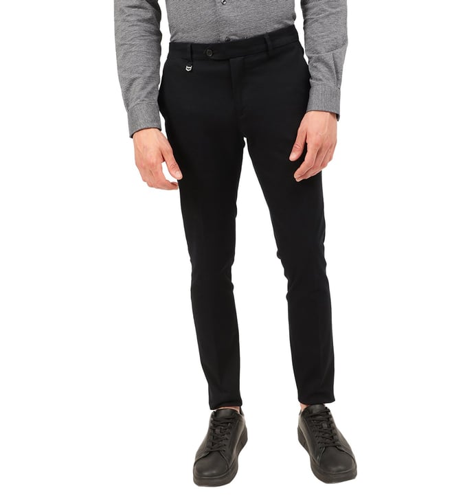 Buy Antony Morato Black Skinny Fit Flat Front Trousers for Men Online   Tata CLiQ Luxury