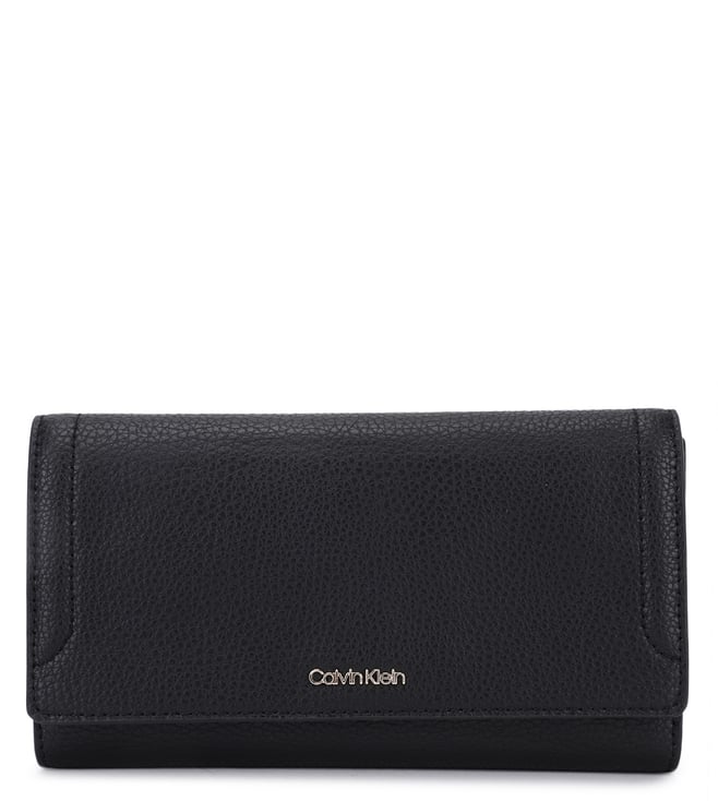 Buy CALVIN KLEIN JEANS Black Elevated Medium Tri-Fold Wallet for Women ...