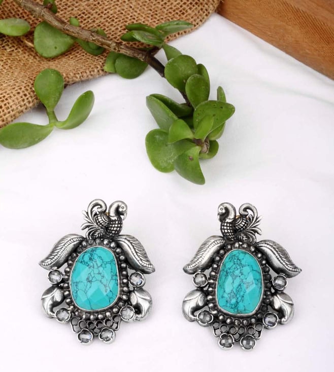 Blue Composite Turquoise Sterling Silver Dangle Earrings - DOK1352 | JTV.com