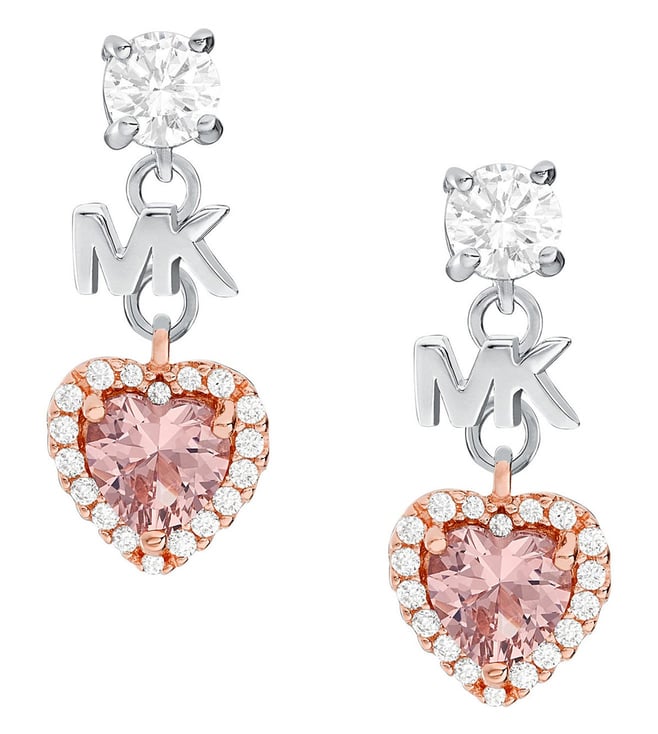 Michael Kors Sterling Silver Heart Earrings.