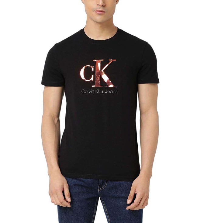 Buy Calvin Klein Jeans Black Logo Slim Fit T-Shirt for Men Online @ Tata  CLiQ Luxury