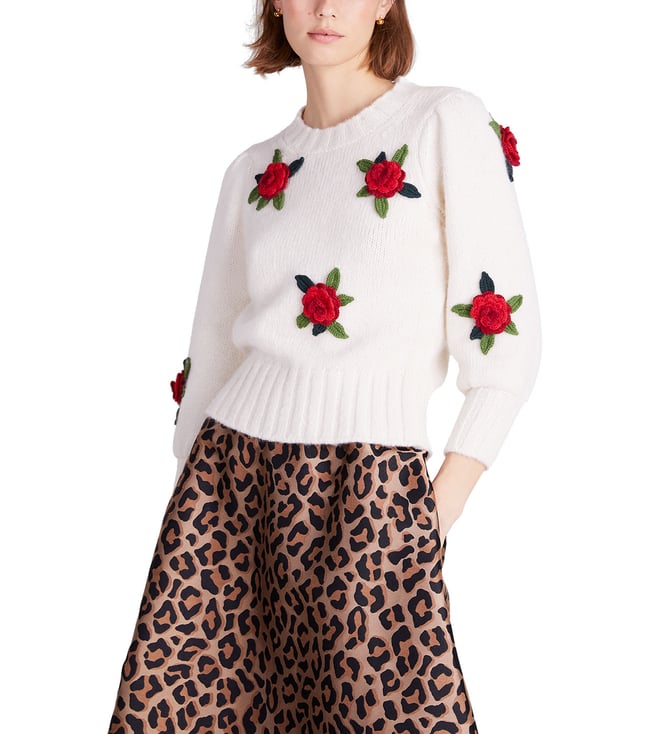 Buy Kate Spade Cream Crochet Roses Regular Fit Sweater for Women Online @  Tata CLiQ Luxury