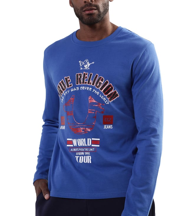 Buy True Religion Dazzling Blue Logo Regular Fit T-Shirt for Men Online @  Tata CLiQ Luxury