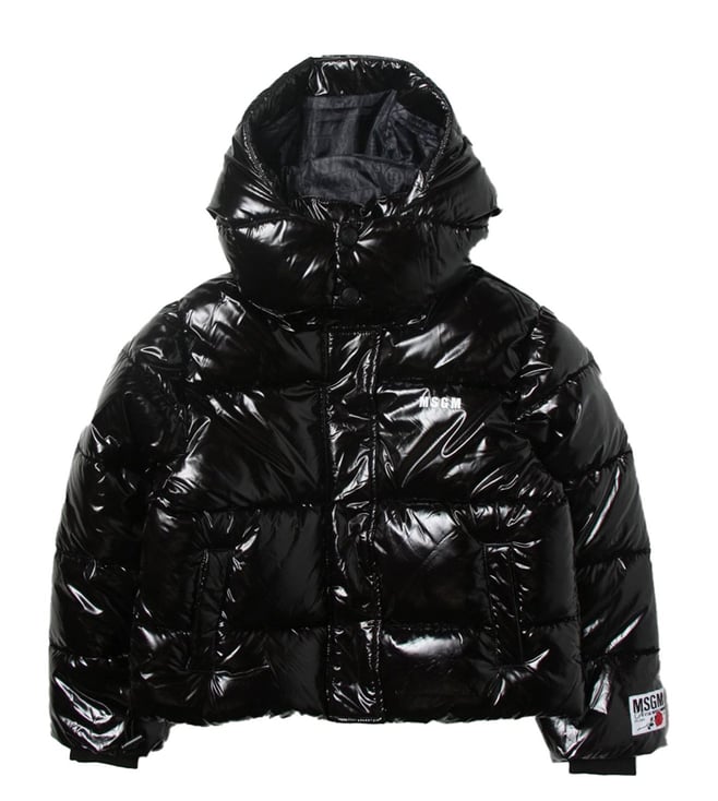 Mens black cheap shiny puffer coat