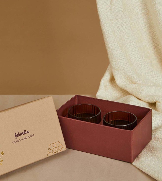 Buy Fabindia Black Maaya Glass Votives Set Of 2 Gift Box Online Tata CLiQ Luxury