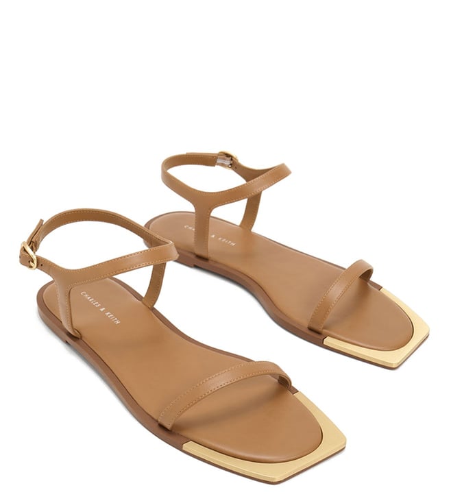 Caramel Dove Two-Tone Double-Strap Sandals - CHARLES & KEITH US