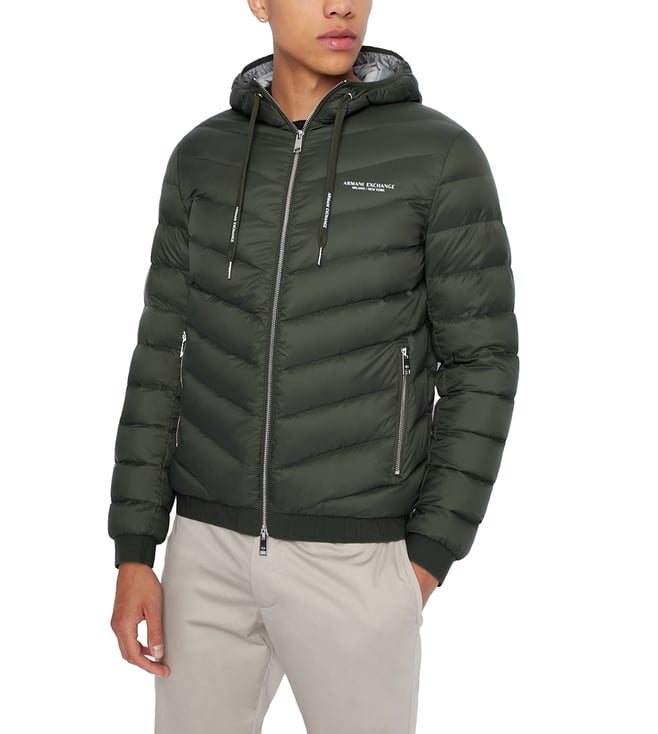 Buy Armani Exchange Green Zip Up Down Puffer Jacket for Men Online @ Tata  CLiQ Luxury