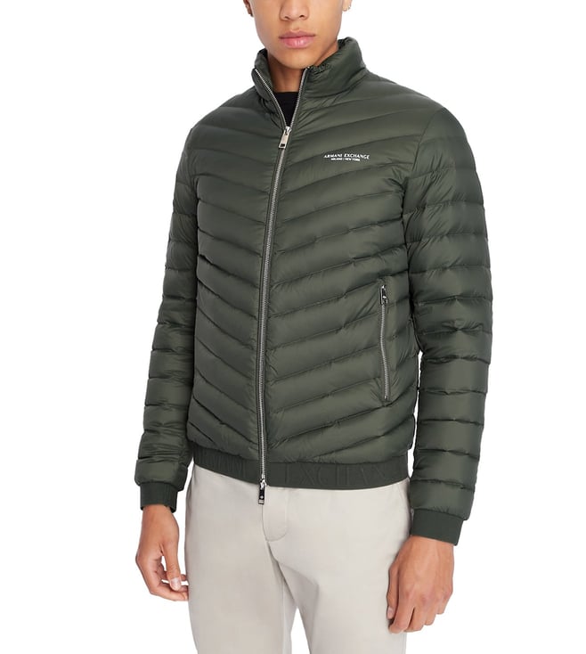 Buy Armani Exchange Green Zip Up Down Puffer Jacket for Men Online @ Tata  CLiQ Luxury