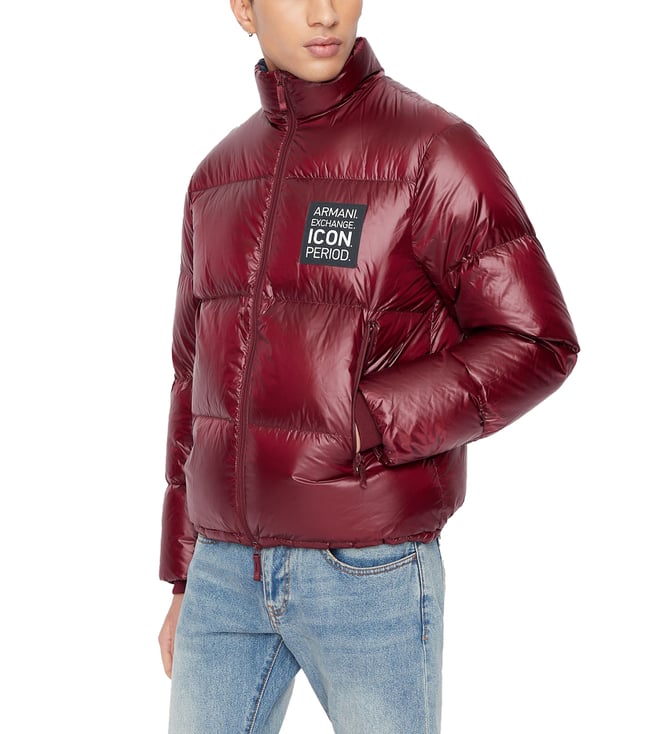 Buy Armani Exchange Maroon Icon Logo Patch Puffer Jacket for Men Online @  Tata CLiQ Luxury