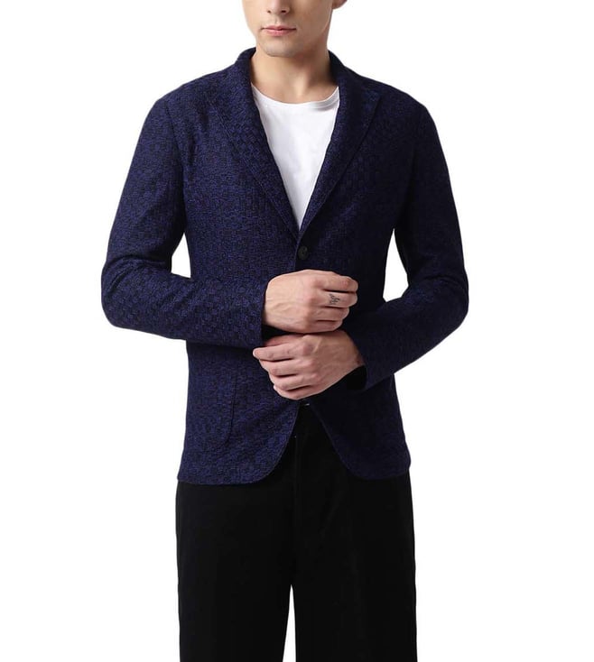 Buy Emporio Armani Blue Regular Fit Blazer for Men Online @ Tata CLiQ Luxury