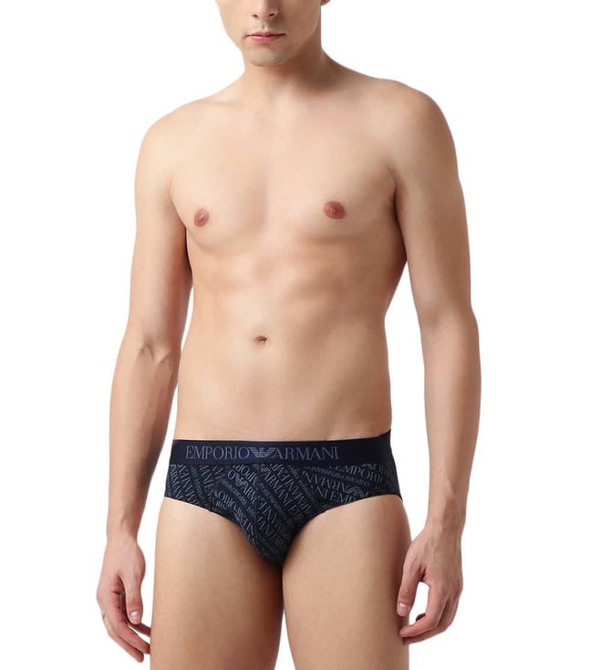 Buy Emporio Armani Marine & Ferro Regular Fit Logo Briefs for Men Online @  Tata CLiQ Luxury