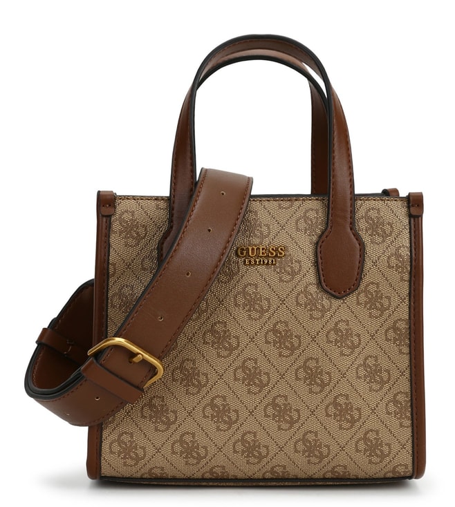  GUESS Silvana Mini Tote, Latte Logo/Rosewood : Clothing, Shoes  & Jewelry