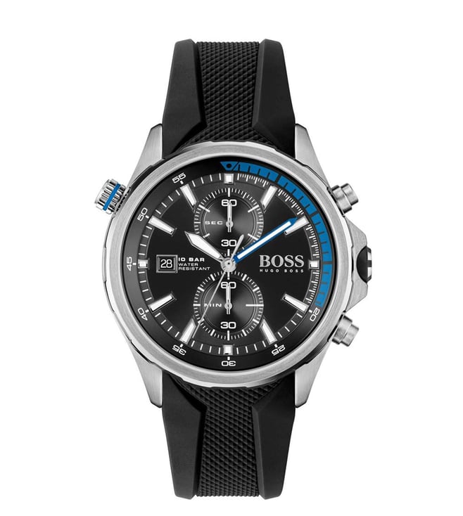 Men's Hugo Boss Globetrotter Blue Silicone Strap Chronograph Watch - H –  Bluestrap Watches Ghana