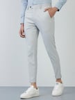 AMI Wool Carrot Fit Trousers Navy at CareOfCarlcom