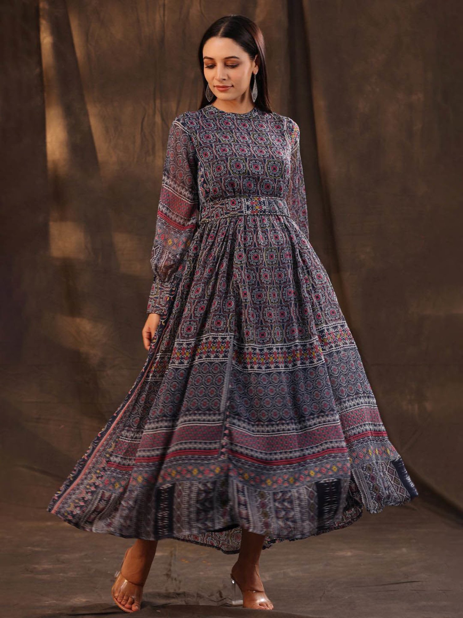 Buy Juniper Navy Printed Maxi Dress for Women Online @ Tata CLiQ