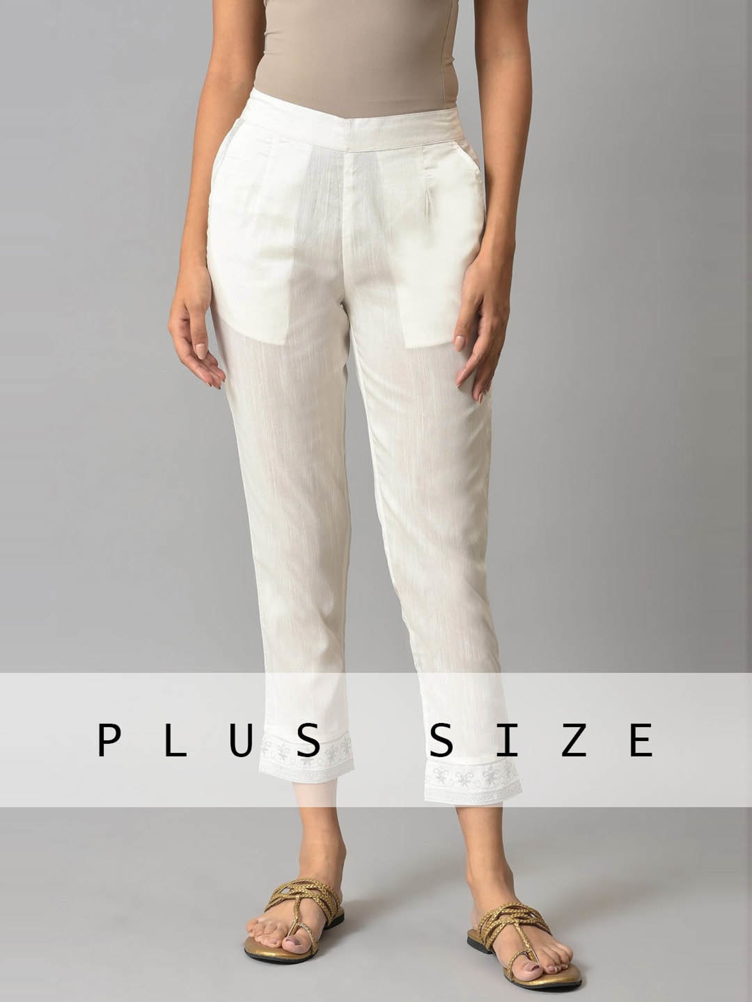 Buy Aurelia Off-White Regular Fit Pants for Women Online @ Tata CLiQ