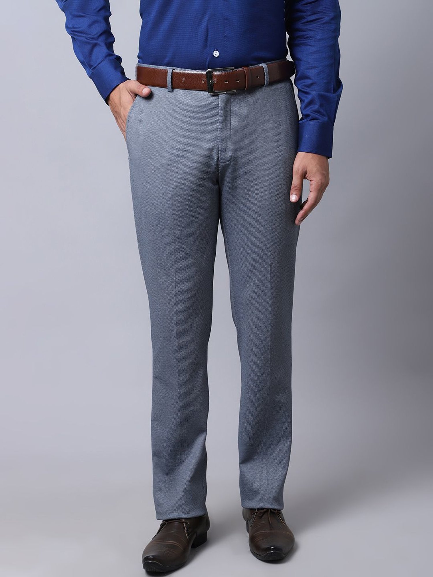 Buy Cantabil Men Formal Grey Trouser Online