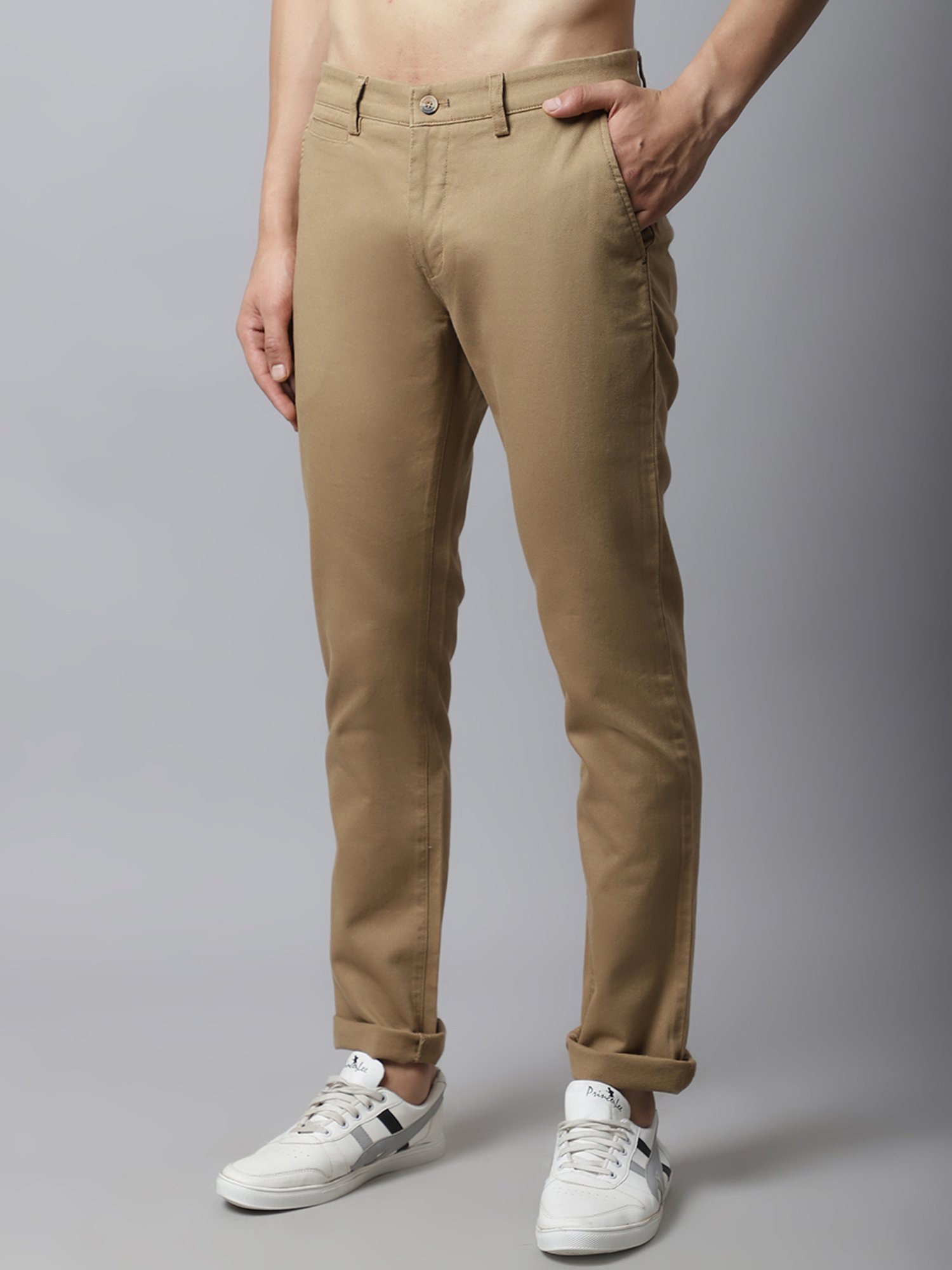 Buy Brown Solid Cotton Stretch Chino Pant for Men Online India  tbase