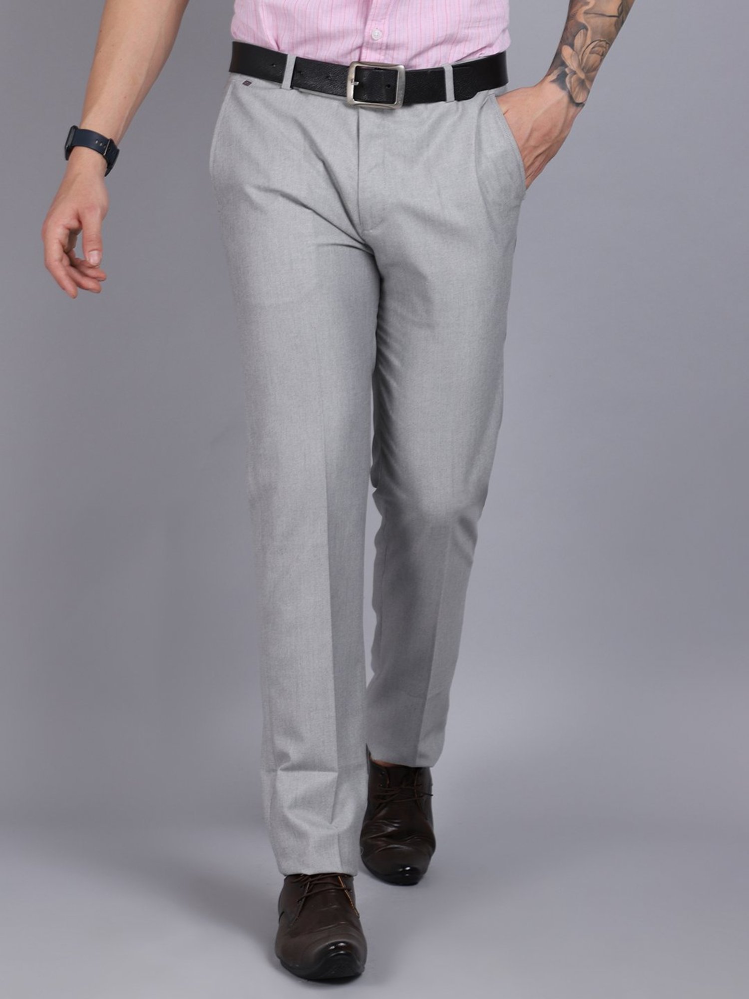 Buy Cantabil Men Grey Checkered Formal Trousers Online at Best Prices in  India  JioMart